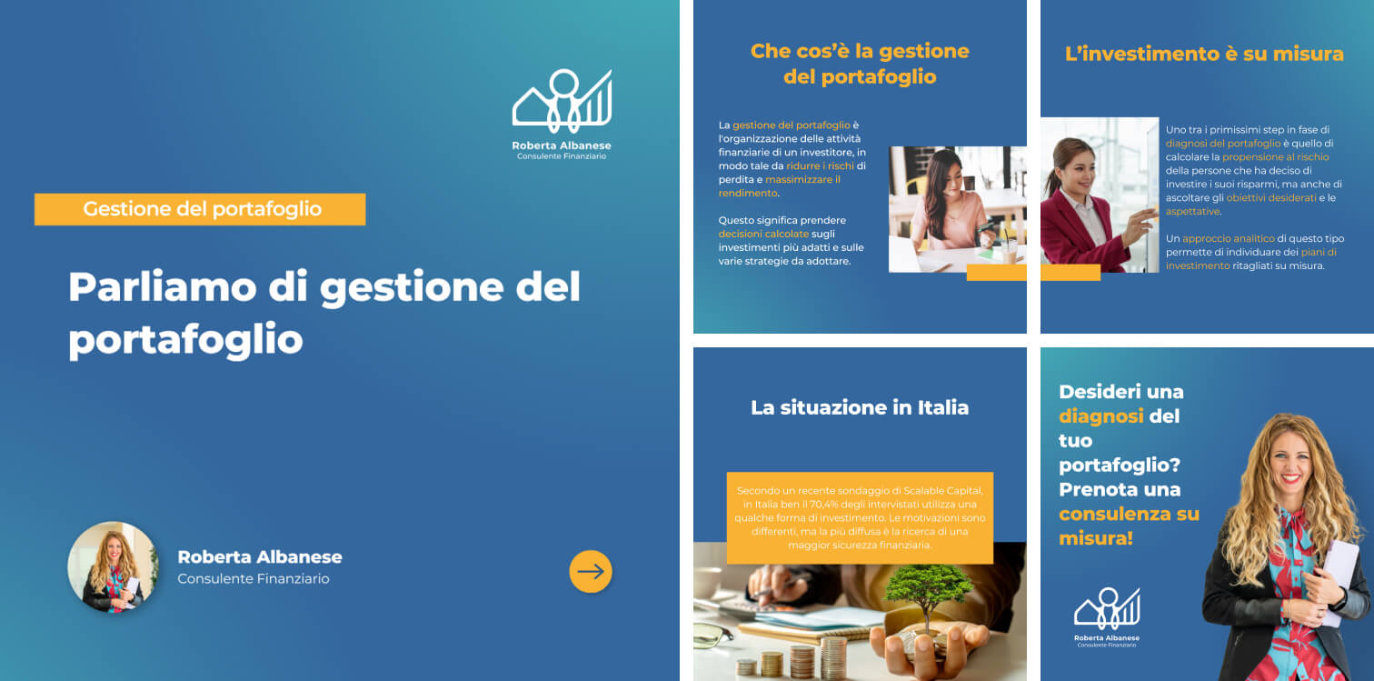 grafiche social realizzate per la cliente